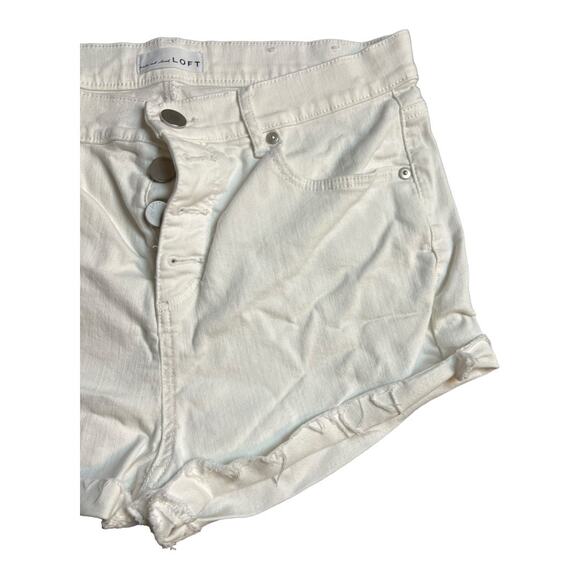 Ann Taylor LOFT White Jean Cut Off Shorts Denim Festival Concert Summer 10 / 30 - Picture 2 of 10